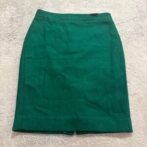 NEW J. Crew Wool Blend Pencil Skirt Kelly Green Colorful Party Office Work Sz 4
